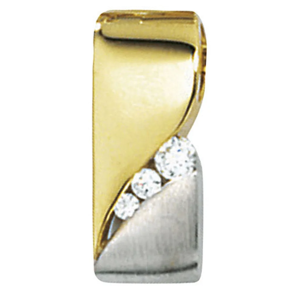 Anhänger 333 Gold Gelbgold bicolor mattiert 3 Zirkonia Goldanhänger