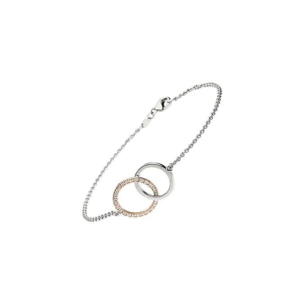 Armband 585 Gold Weißgold Rotgold bicolor 25 Diamanten Brillanten 19 cm