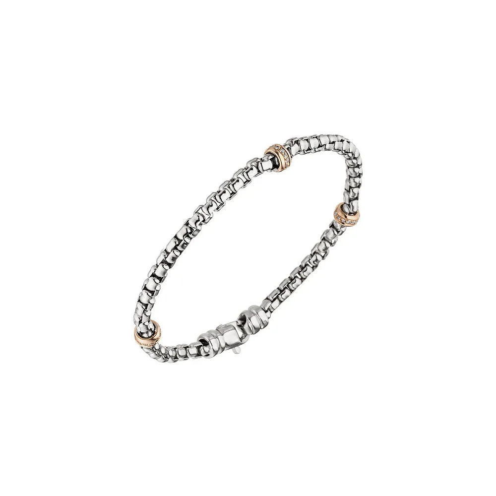 Armband 585 Gold Weißgold Rotgold bicolor 39 Diamanten Brillanten 19 cm