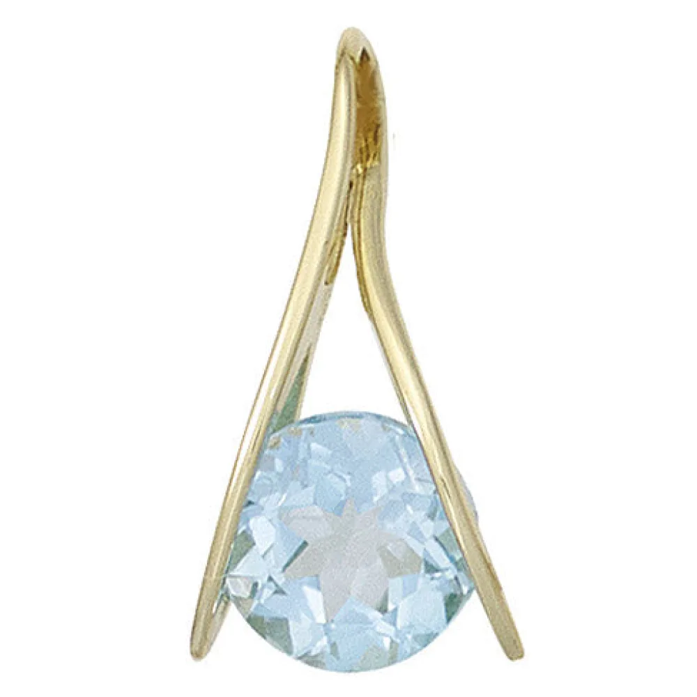 Anhänger 375 Gold Gelbgold 1 Blautopas hellblau Goldanhänger