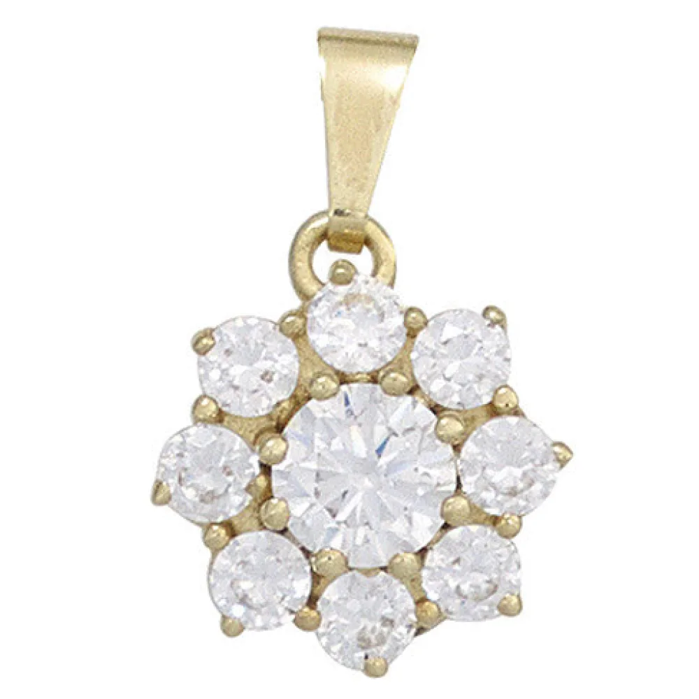 Anhänger 375 Gold Gelbgold 9 Zirkonia Goldanhänger
