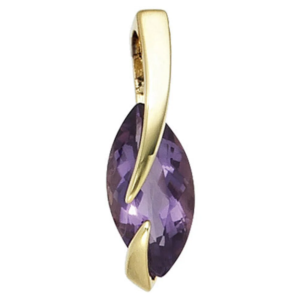 Anhänger 585 Gold Gelbgold 1 Amethyst lila violett Goldanhänger