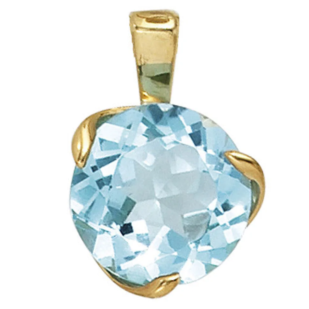 Anhänger 585 Gold Gelbgold 1 Blautopas hellblau Goldanhänger