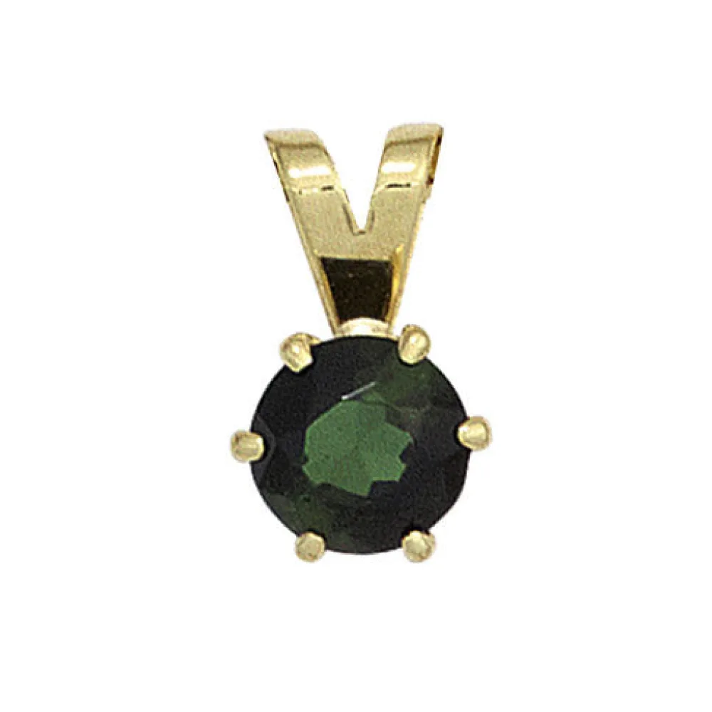 Anhänger 585 Gold Gelbgold 1 grüner Turmalin Goldanhänger