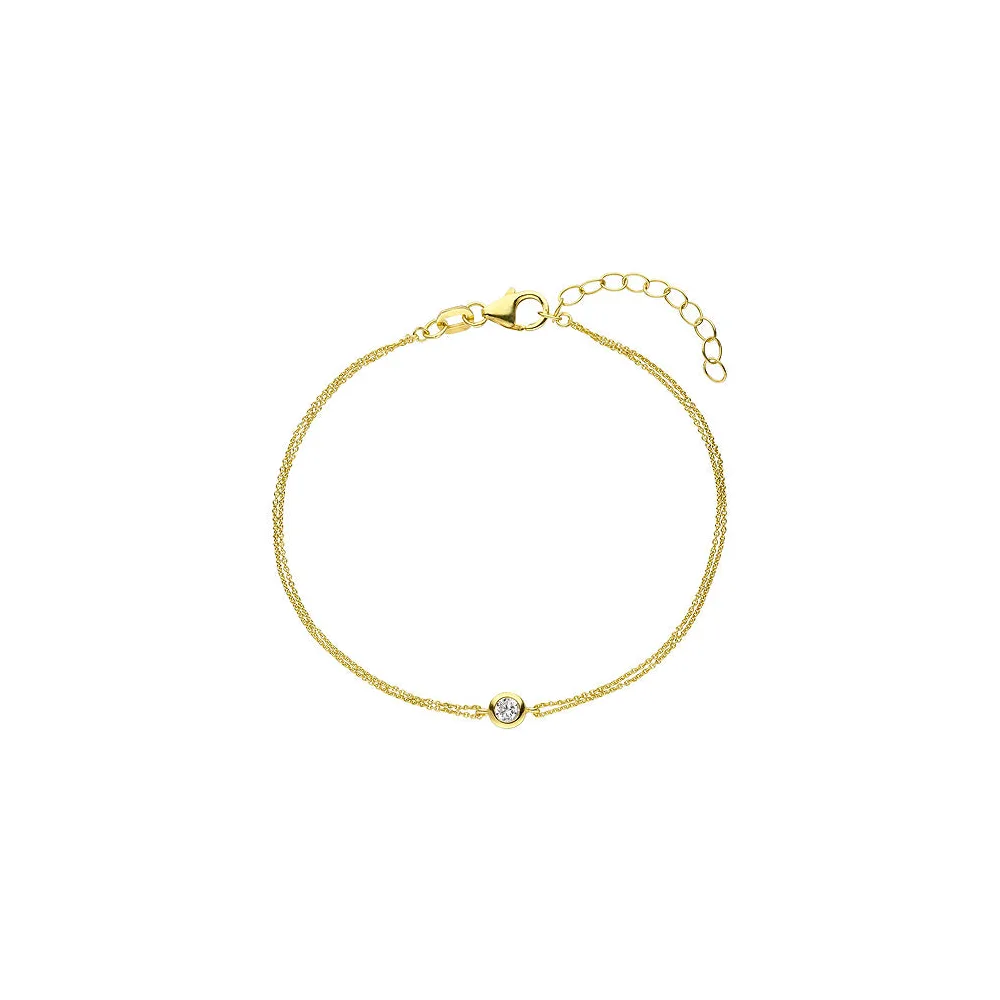 Armband 925 Sterling Silber gold vergoldet 1 Zirkonia 19 cm