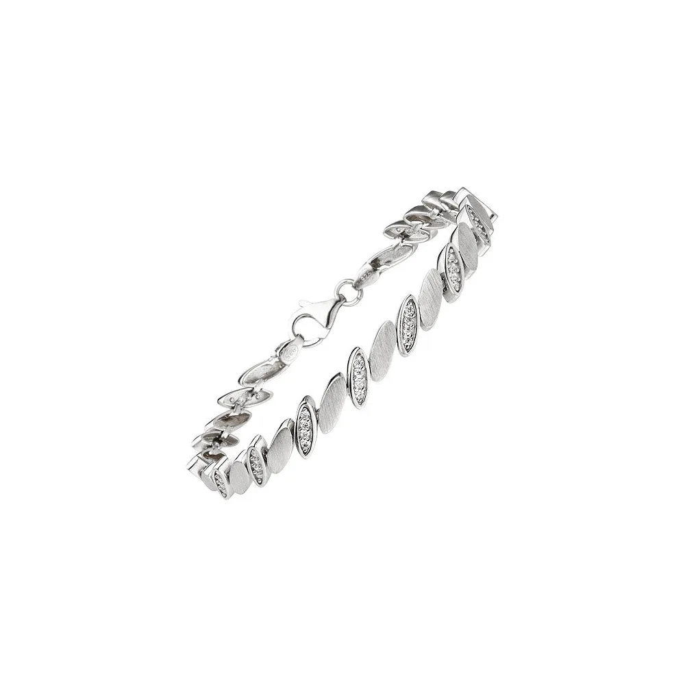 Armband 925 Sterling Silber matt 52 Zirkonia 19 cm Silberarmband