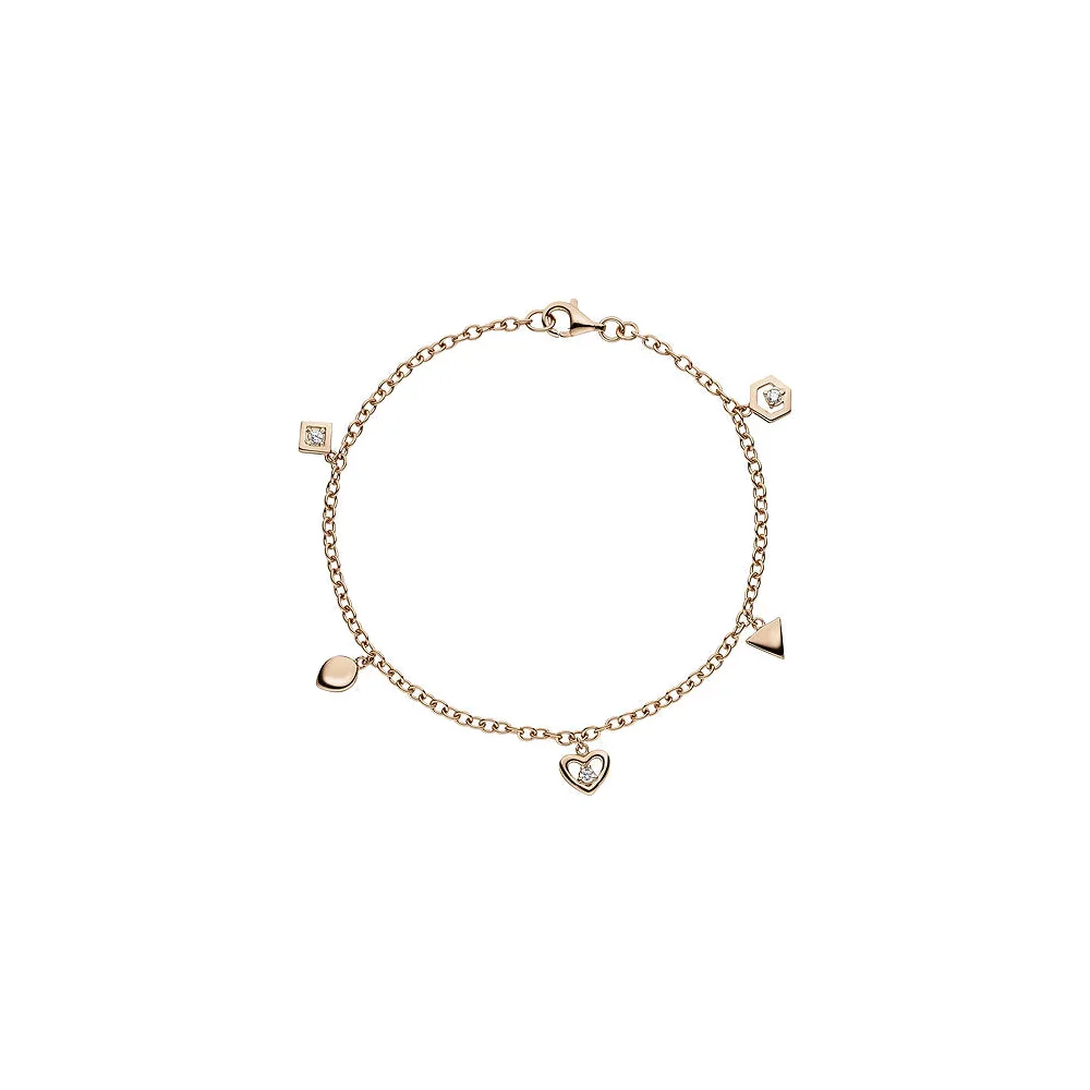 Armband 925 Sterling Silber rotgold vergoldet 3 Zirkonia 19 cm