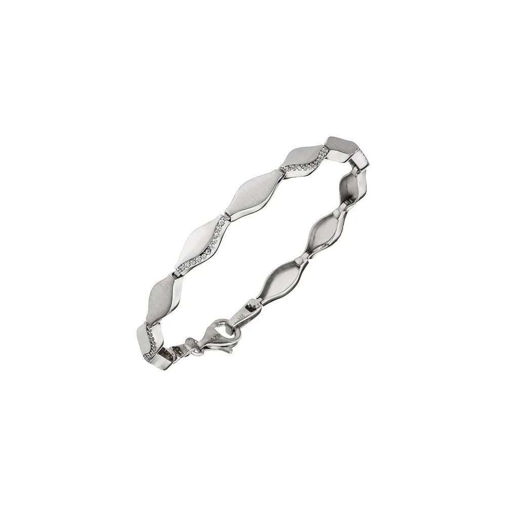 Armband 925 Sterling Silber teil matt 55 Zirkonia 19 cm Silberarmband