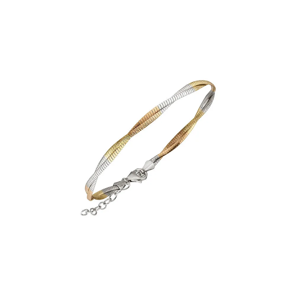 Armband 925 Sterling Silber tricolor dreifarbig vergoldet 24 cm