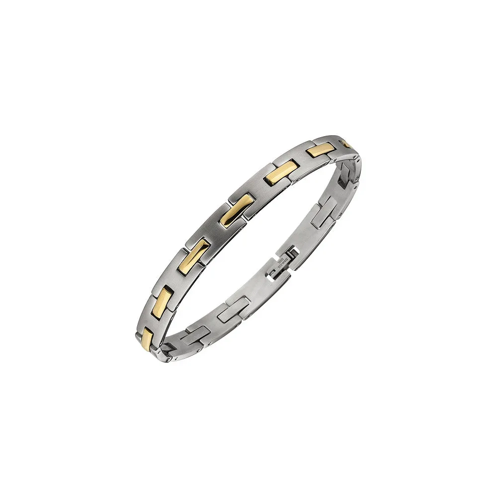 Armband Edelstahl bicolor teil matt 21 cm