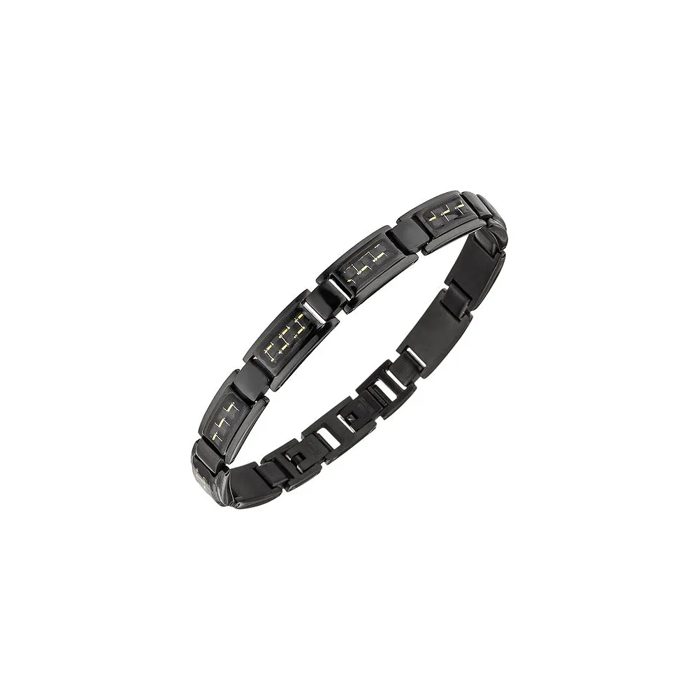 Armband Edelstahl schwarz beschichtet mit goldfarbenen Effekten 22 cm