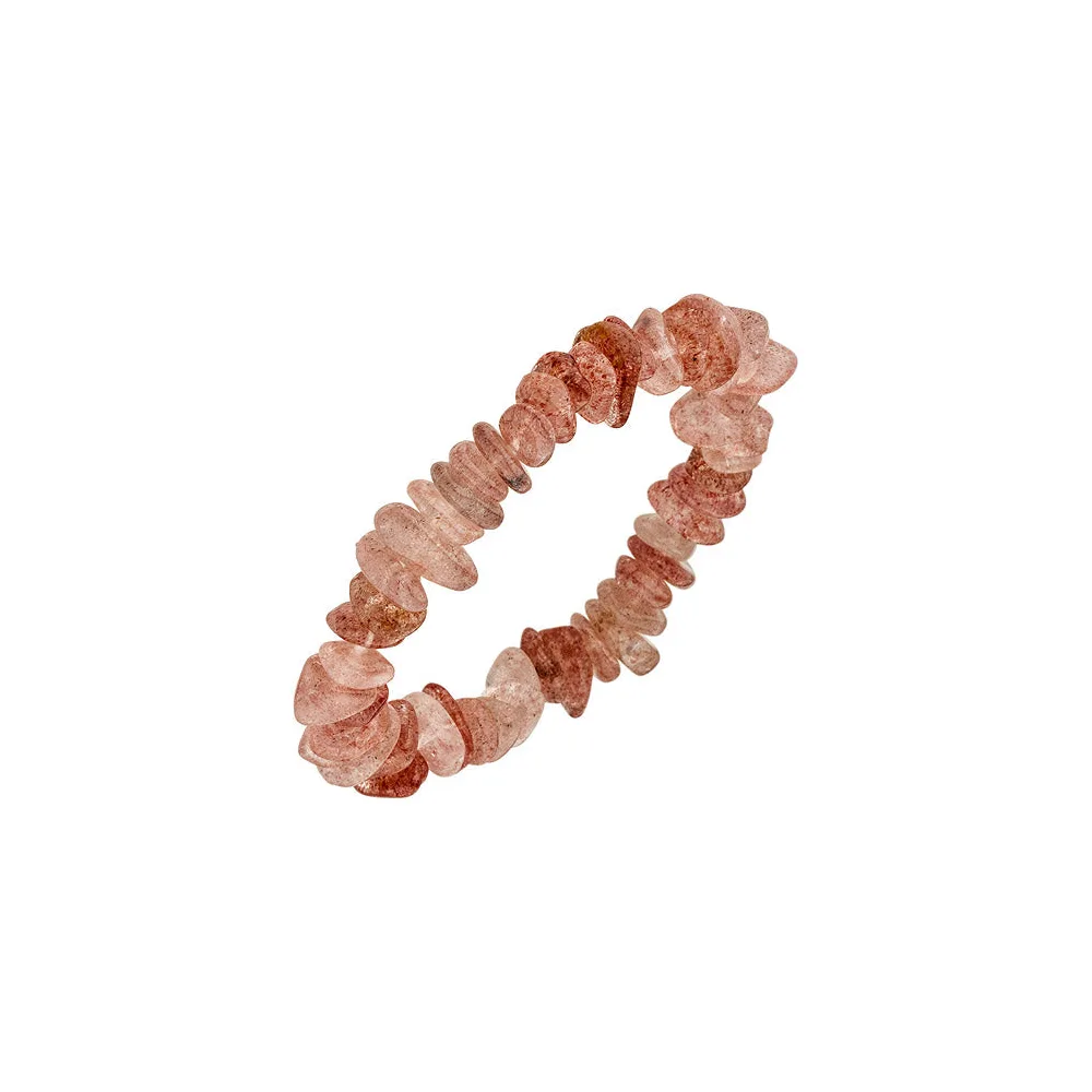 Armband Erdbeerquarz rosa 19 cm Quarzarmband Edelsteinarmband elastisch