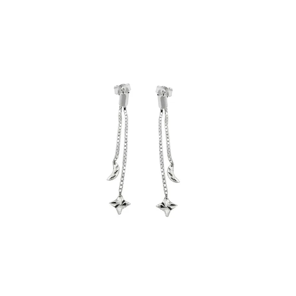 Ohrstecker Kette mit Mond/Stern Silber 925