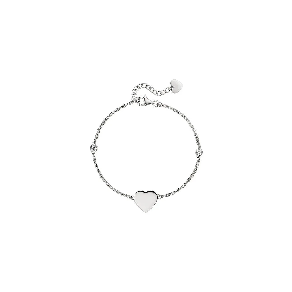 Armband Herz 925 Sterling Silber 2 Zirkonia 22 cm Silberarmband Herzarmband