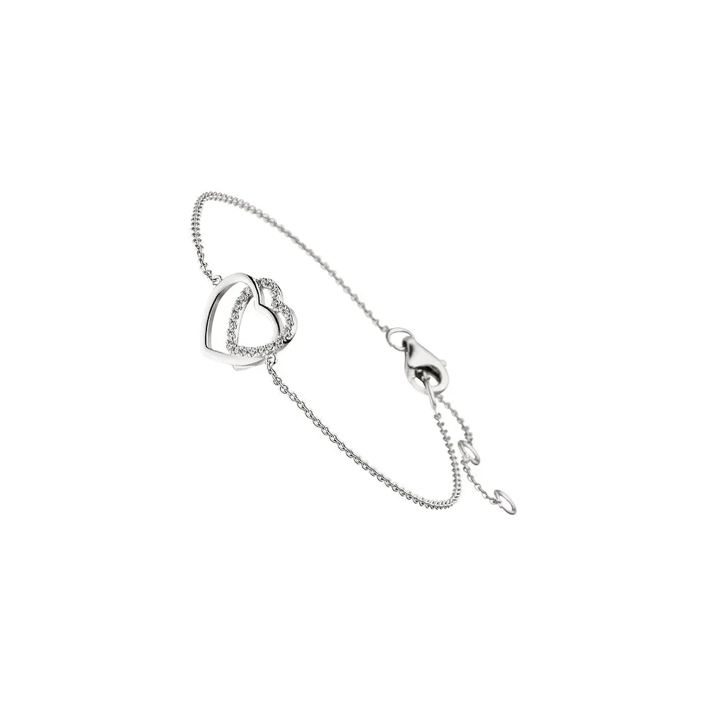 Armband Herz Herzen 925 Sterling Silber 21 Zirkonia 18 cm Silberarmband