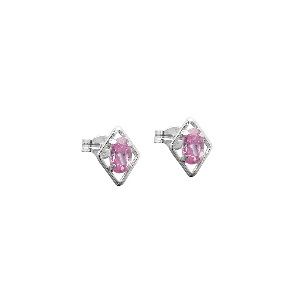 Ohrstecker Rhombus pink Zirkonia Silber 925