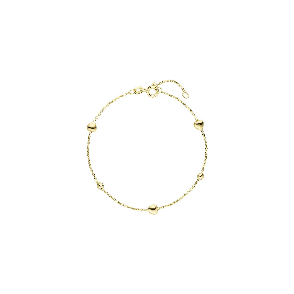 Armband Herz Kugel 925 Sterling Silber gold vergoldet 19 cm