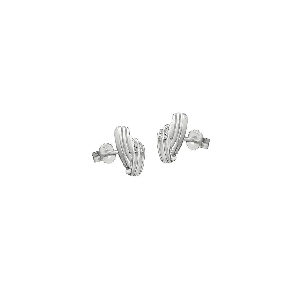 Ohrstecker streifig mit Zirkonia Silber 925