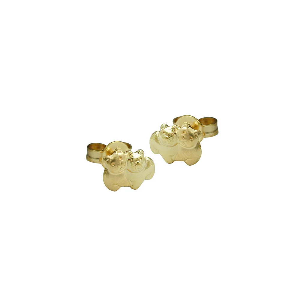 Ohrstecker Bärchen matt-glänzend Gold 375
