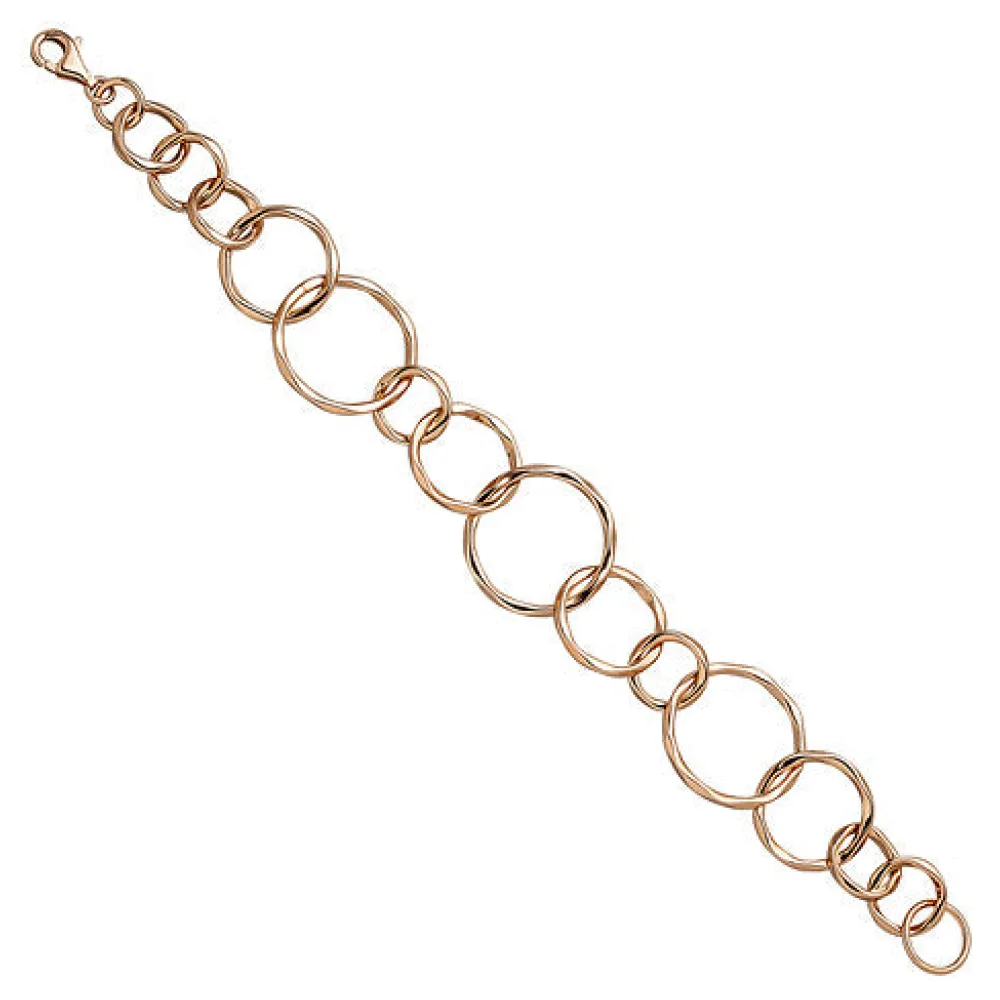 Armband mit großen Gliedern 925 Sterling Silber rotgold vergoldet 19 cm