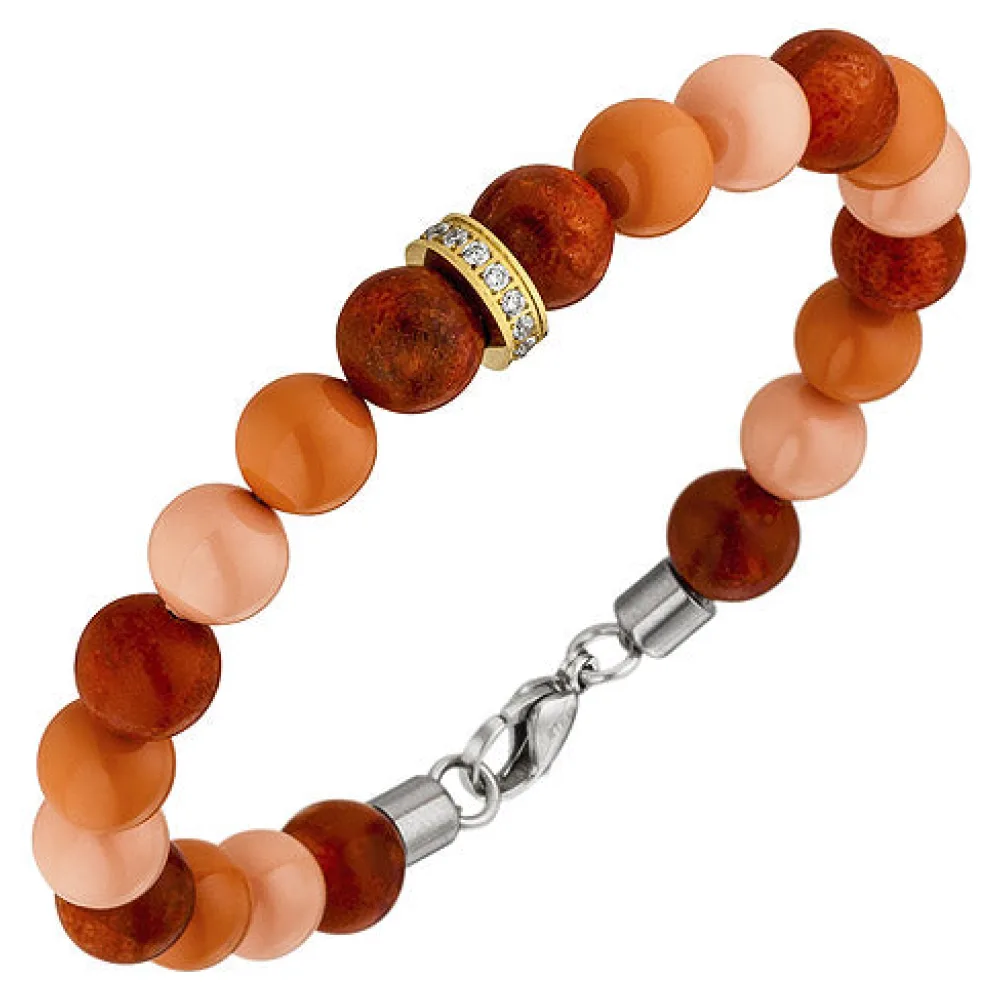 Armband mit SWAROVSKI® ELEMENTS und dunkelroten Kugeln 19 cm