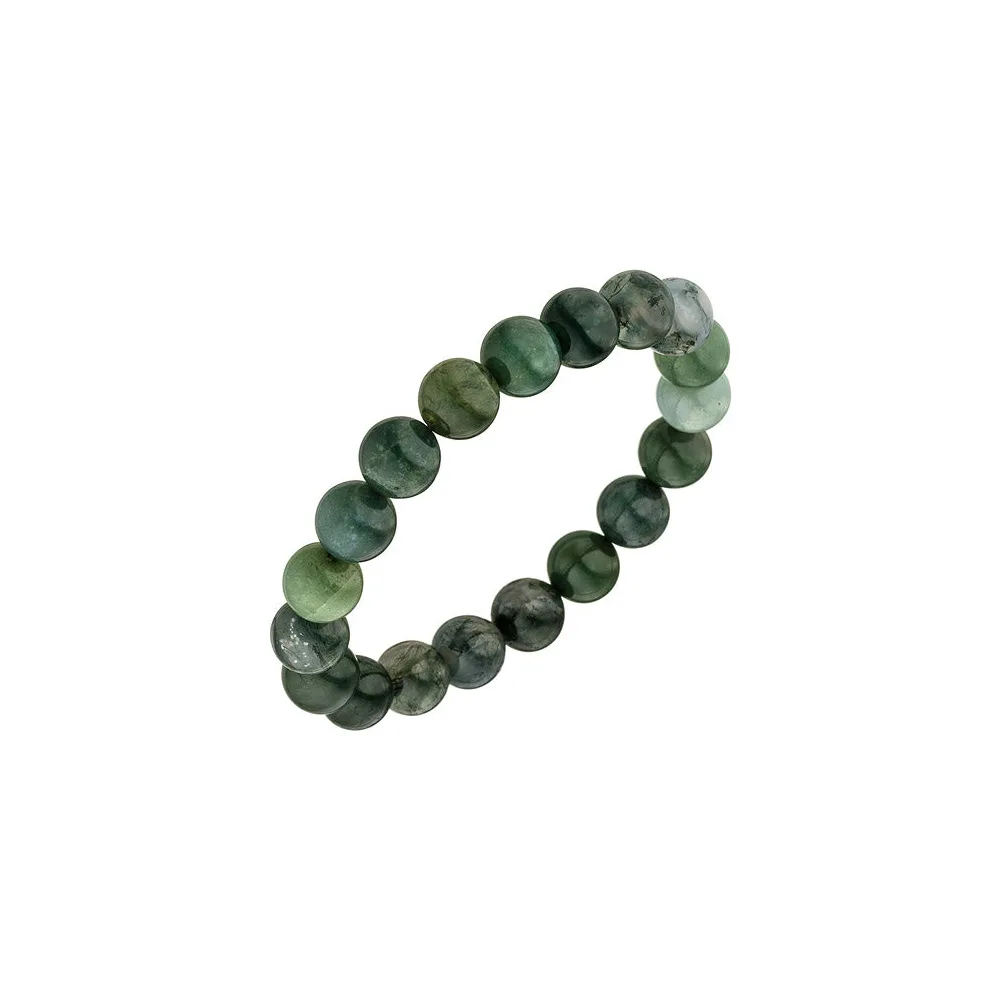 Armband Moosachat grün 19 cm Moosachatarmband Edelsteinarmband elastisch