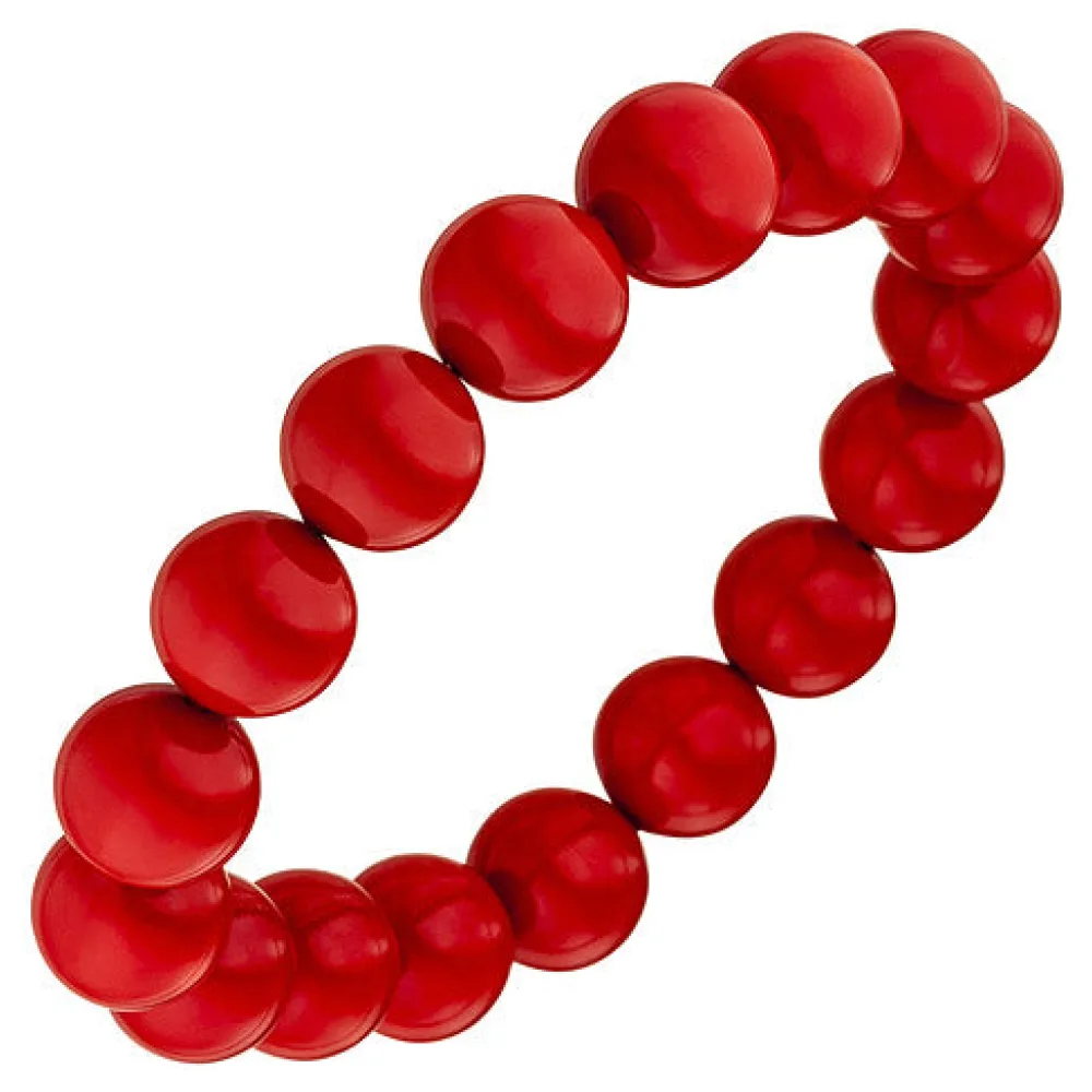 Armband Muschelkern Perlen rot 19 cm Perlenarmband elastisch