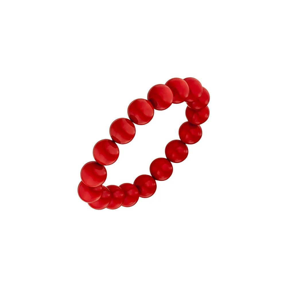 Armband Muschelkern Perlen rot 19 cm Perlenarmband elastisch