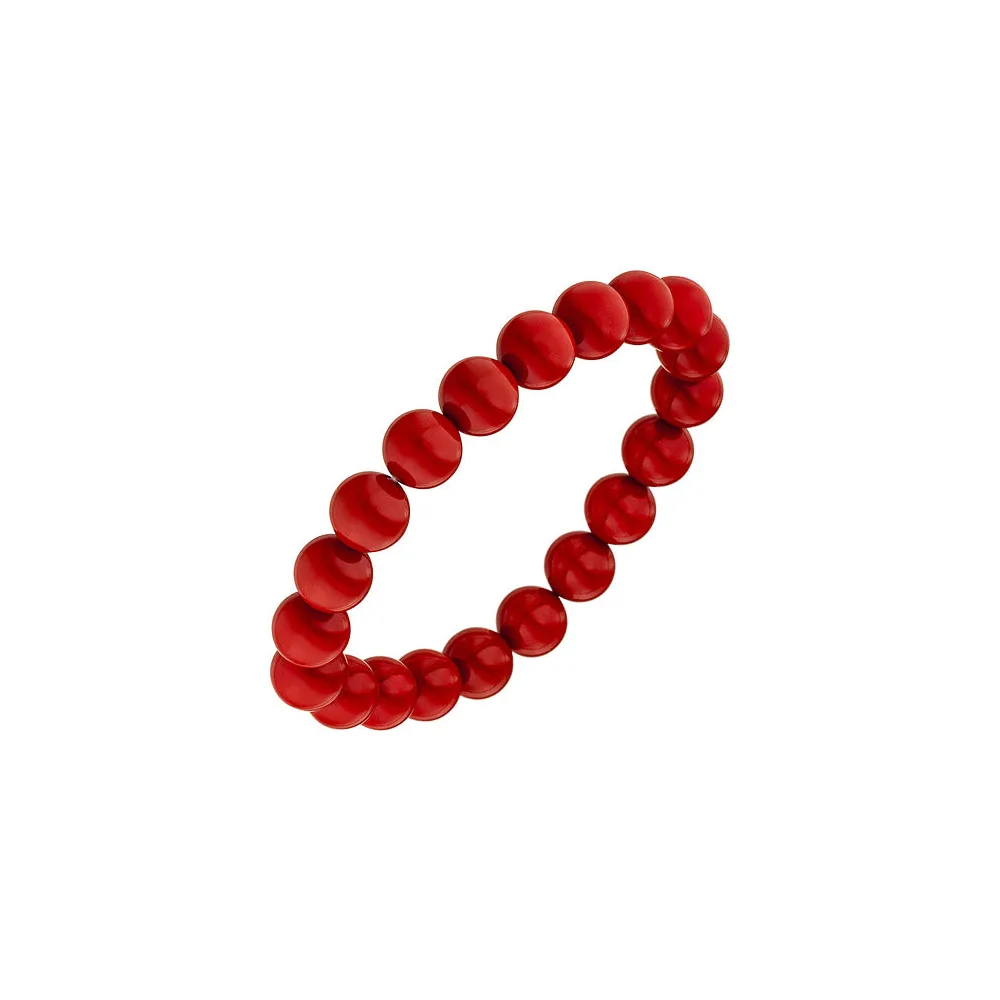 Armband Muschelkern Perlen rot 19 cm Perlenarmband elastisch