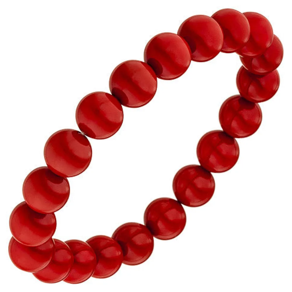 Armband Muschelkern Perlen rot 19 cm Perlenarmband elastisch