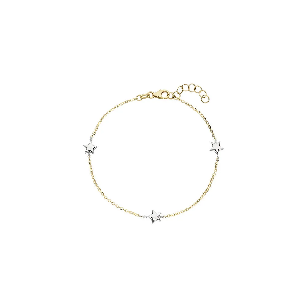 Armband Stern Sterne 375 Gold Gelbgold Weißgold bicolor diamantiert 18 cm