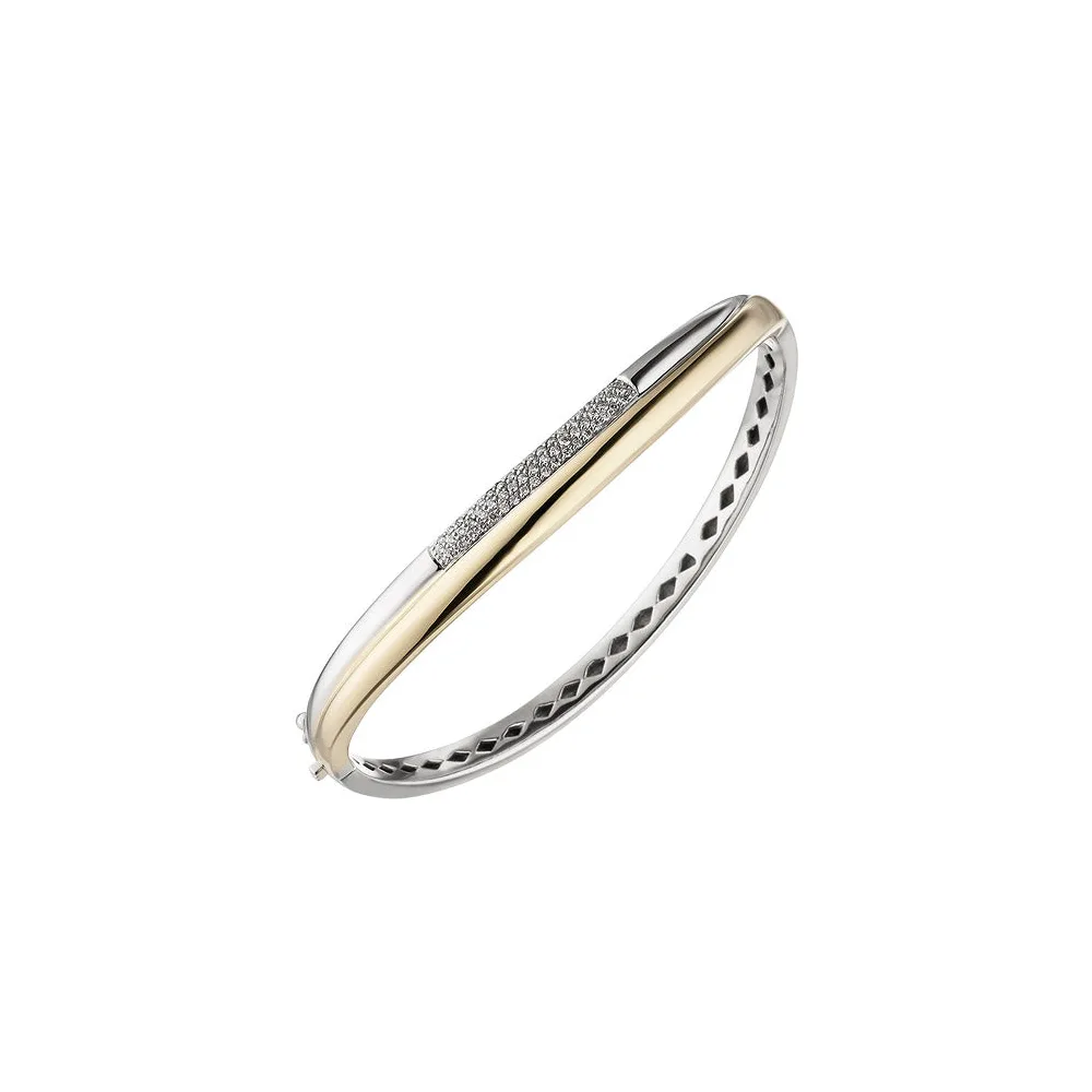 Armreif Armband 585 Gold Gelbgold Weißgold bicolor 55 Diamanten Brillanten