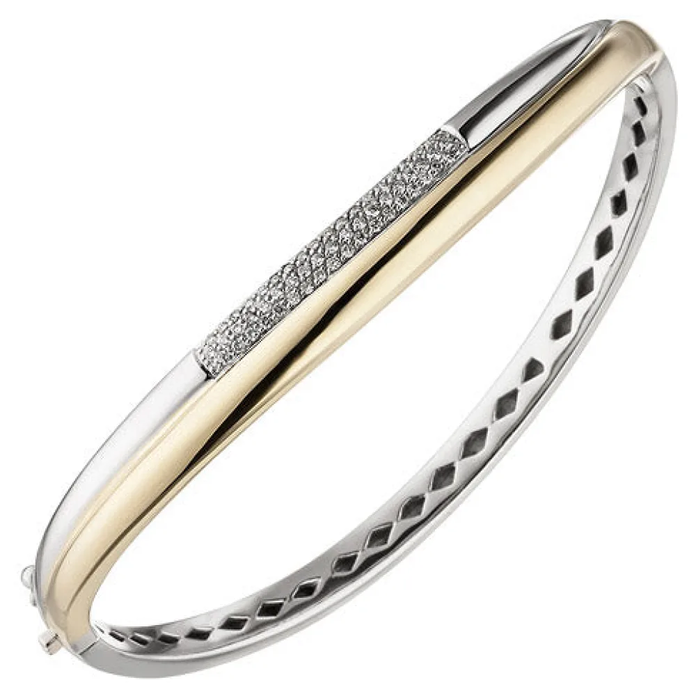 Armreif Armband 585 Gold Gelbgold Weißgold bicolor 55 Diamanten Brillanten