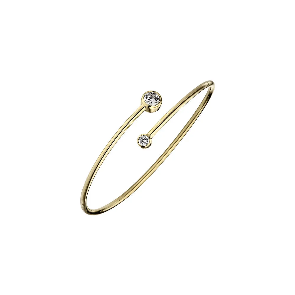 Armreif Armband 925 Sterling Silber gold vergoldet 2 Zirkonia