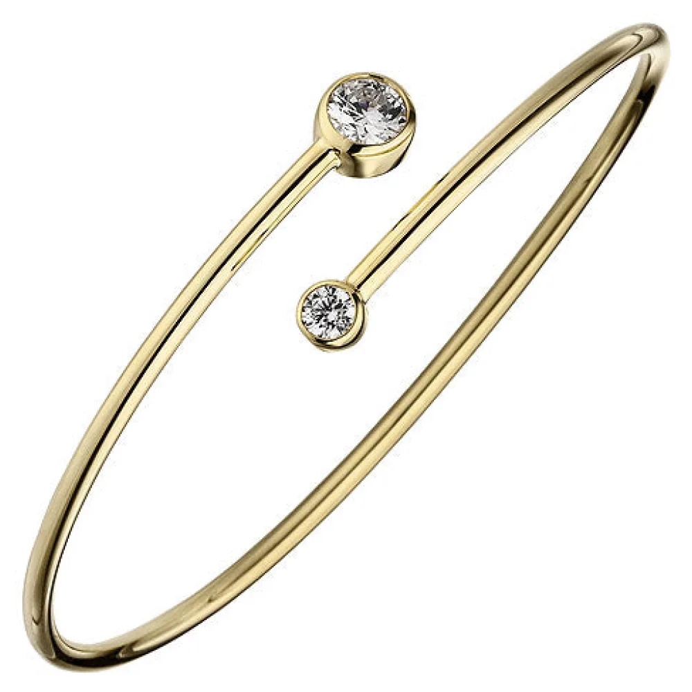 Armreif Armband 925 Sterling Silber gold vergoldet 2 Zirkonia