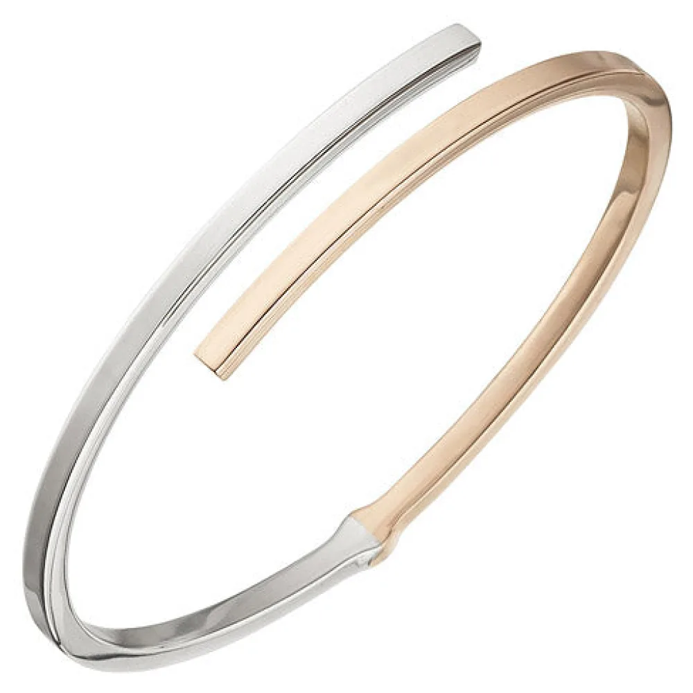 Armreif Armband oval 925 Sterling Silber bicolor rotgold vergoldet