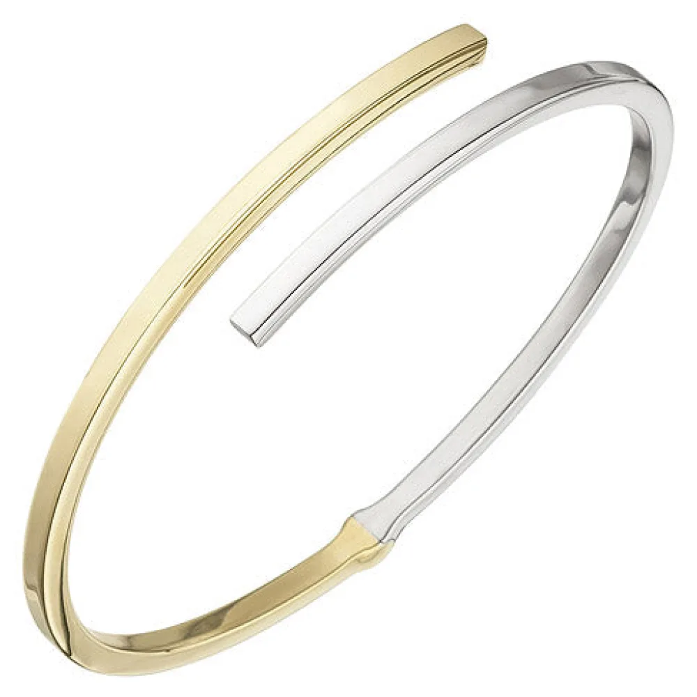 Armreif Armband oval 925 Sterling Silber bicolor vergoldet