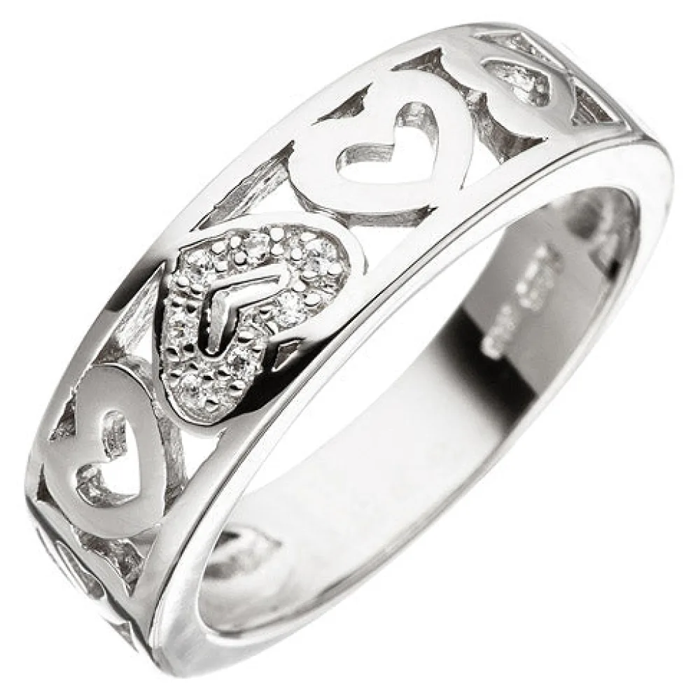 Damen Ring Herz Herzen 925 Sterling Silber mit Zirkonia Silberring-64