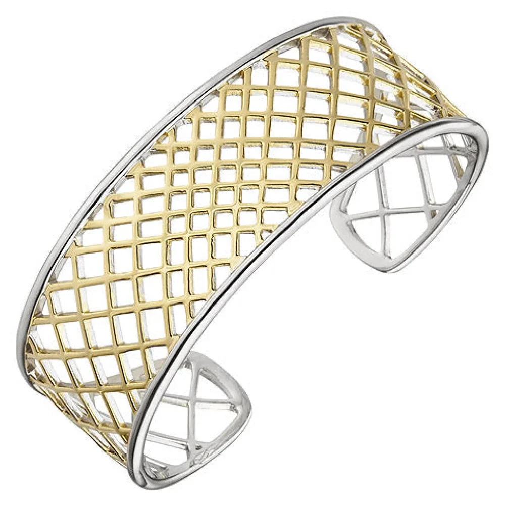 Armspange / offener Armreif 925 Silber bicolor vergoldet Armband