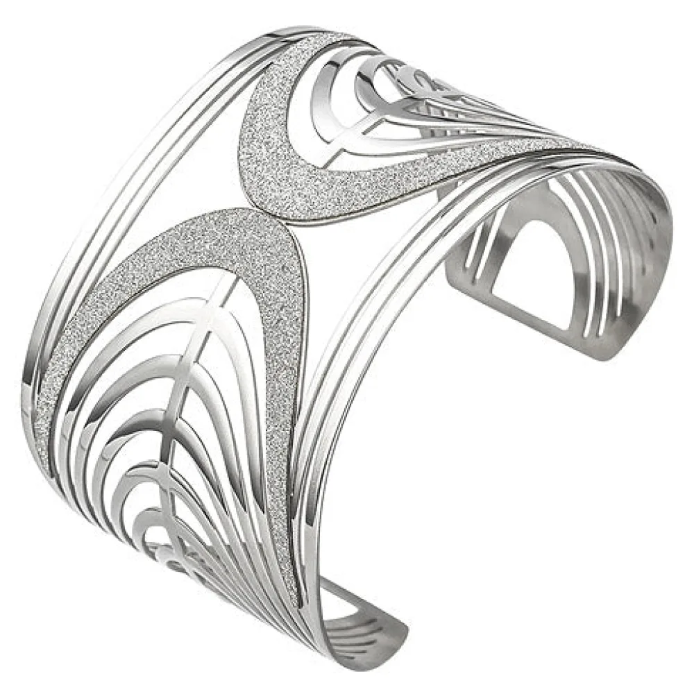 Armspange / offener Armreif aus Edelstahl mit Glitzereffekt Armband breit