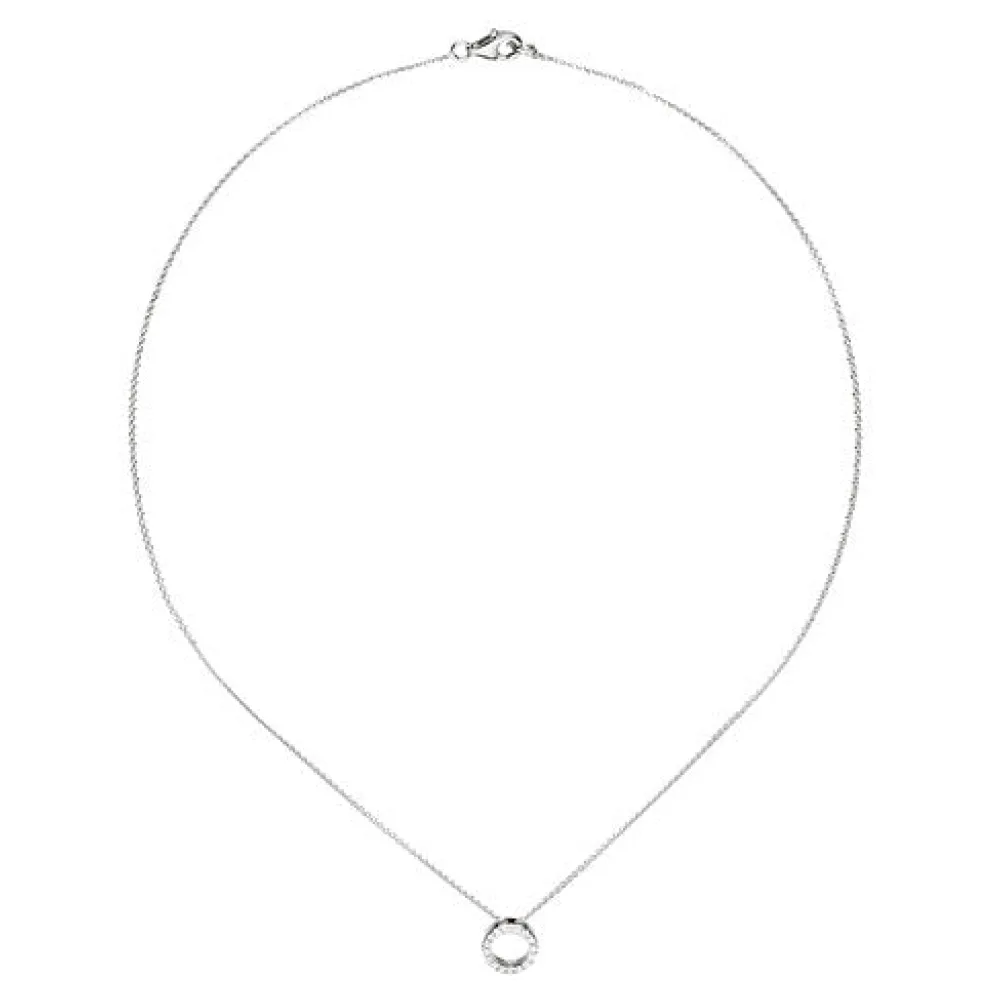 Collier / Kette mit Anhänger 925 Sterling Silber 16 Zirkonia 43 cm Silberkette