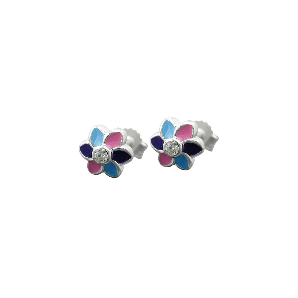Ohrstecker Blume Zirkonia Silber 925