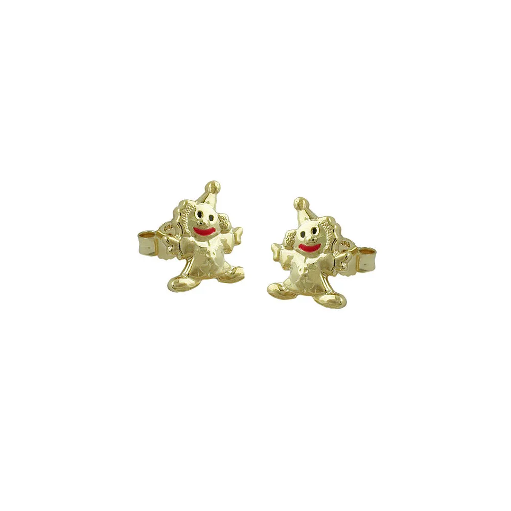 Ohrstecker Clown Mund-rot Gold 375