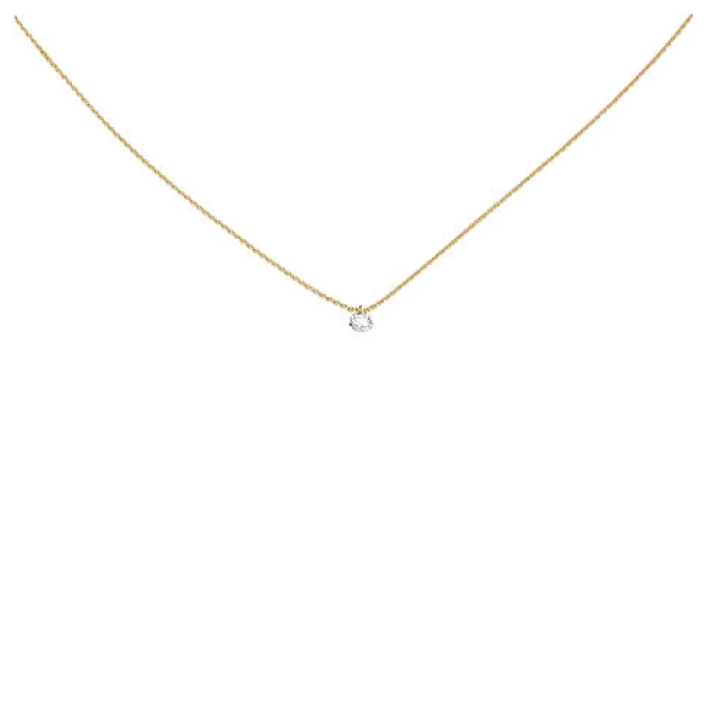 Collier 750 Gold Gelbgold 1 Diamant Brillant 45 cm