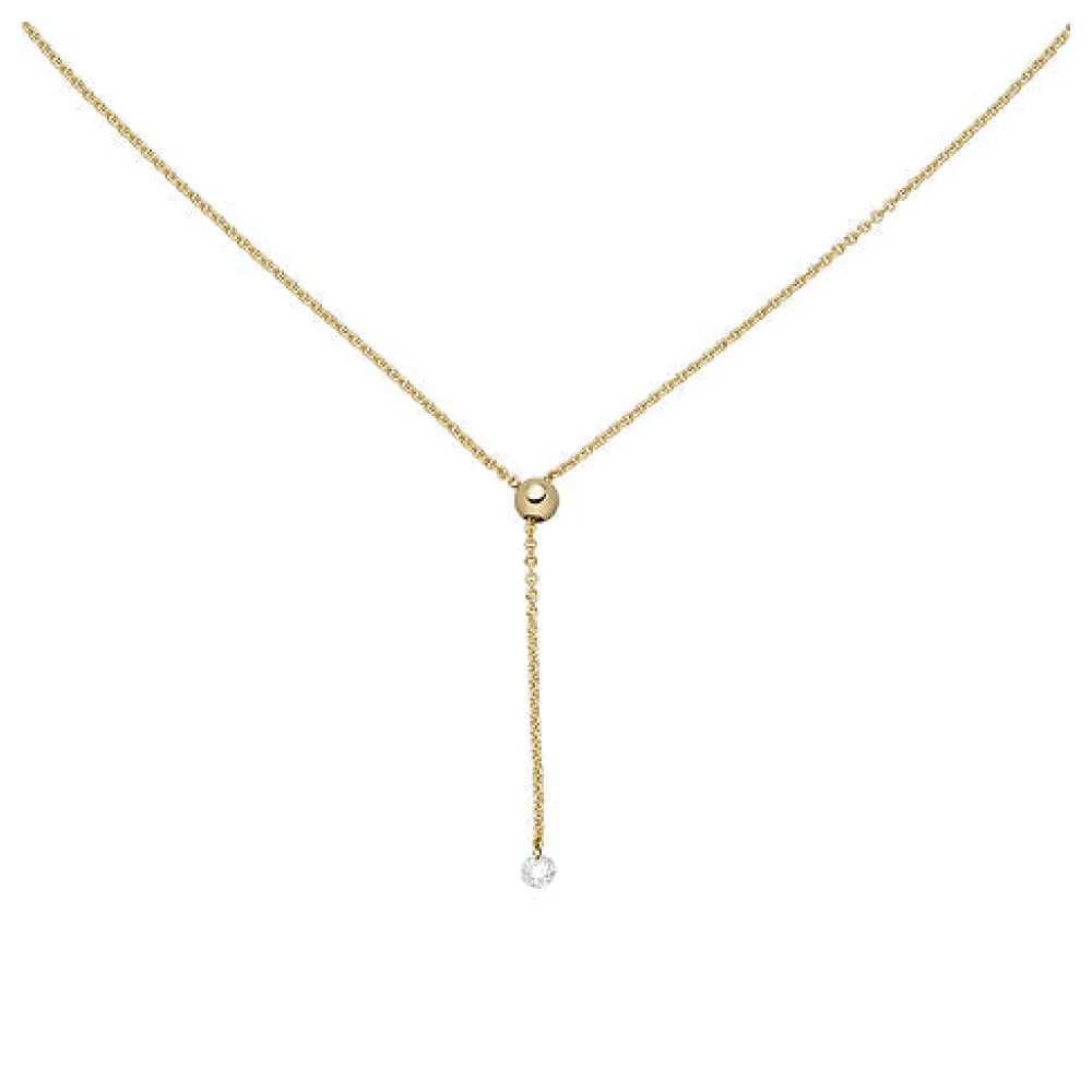 Collier 750 Gold Gelbgold 1 Diamant Brillant 45 cm