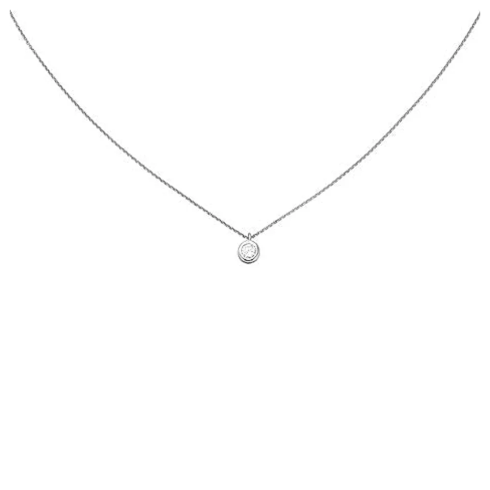 Collier 925 Sterling Silber 1 Zirkonia 43 cm Silberkette Karabiner