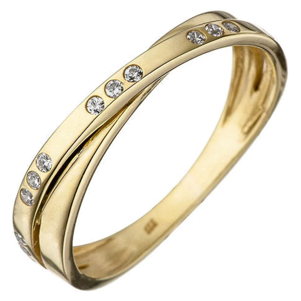 Damen Ring 333 Gold Gelbgold 15 Zirkonia Goldring-56