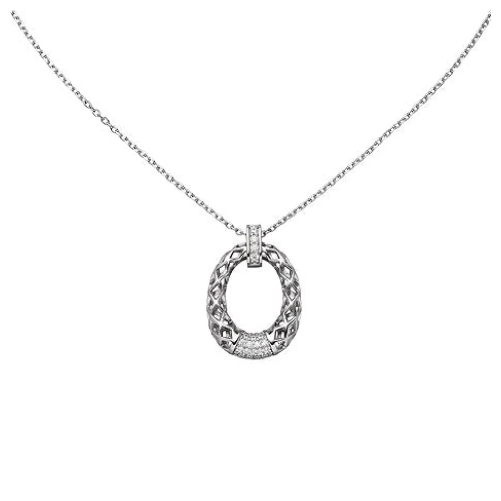 Collier 925 Sterling Silber 24 Zirkonia 45 cm Silberkette Karabiner