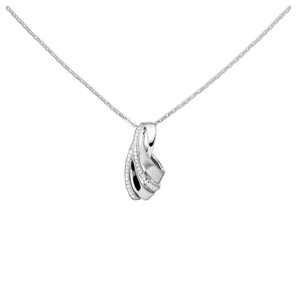 Collier 925 Sterling Silber 36 Zirkonia 45 cm Silberkette Karabiner