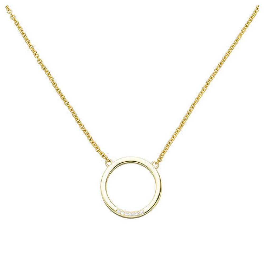 Collier Halskette 585 Gold Gelbgold 7 Diamanten Brillanten 44 cm Kette